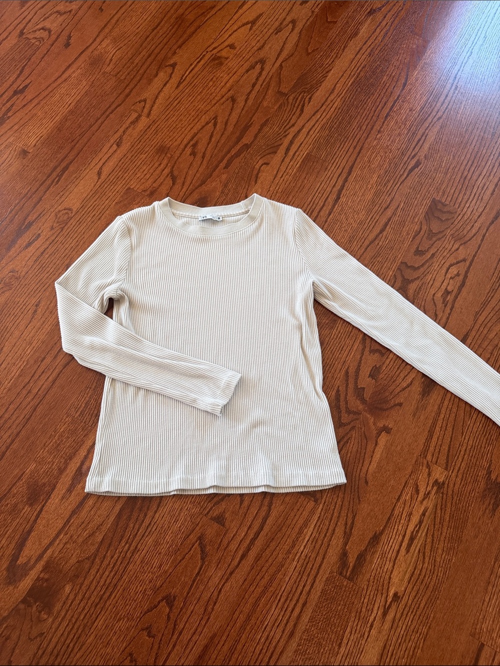 Zara Ribbed Crew Neck Sweater - Light Cream